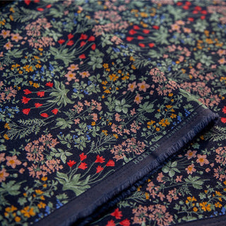 Made in Japan HOKKOH Floral Blue Non-Stretch Cotton Pinwale Corduroy DS20512