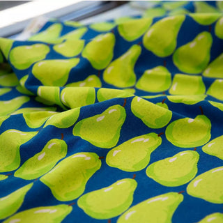 Made in Japan Sevenberry Fruits and Vegetables Blue Non-Stretch Organic Cotton Linen Blended Oxford Canvas DS20601