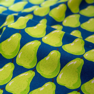 Made in Japan Sevenberry Fruits and Vegetables Blue Non-Stretch Organic Cotton Linen Blended Oxford Canvas DS20601