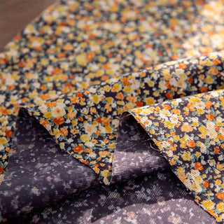 Made in Japan HOKKOH Floral Yellow Non-Stretch Cotton Corduroy DS20607