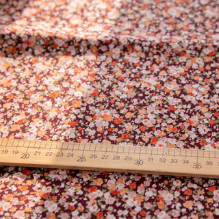 Made in Japan HOKKOH Floral Red Non-Stretch Cotton Corduroy DS20608