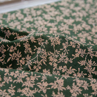 Made in Japan HOKKOH Floral Green Non-Stretch Cotton Corduroy DS20609
