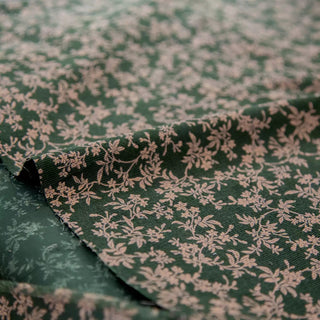 Made in Japan HOKKOH Floral Green Non-Stretch Cotton Corduroy DS20609
