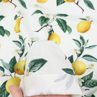 Made in Korea COTTONVILL Fruits and Vegetables White/Multi Color Non-Stretch Cotton Plain Woven DS21501