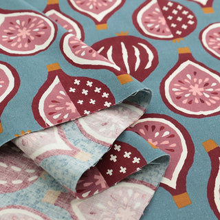 Yardblox Exclusive Made in Japan COSMO Fruits and Vegetables Blue Non-Stretch Cotton Plain Woven DS21507