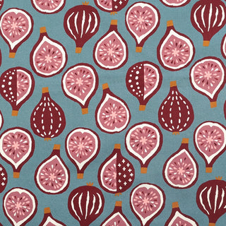 Yardblox Exclusive Made in Japan COSMO Fruits and Vegetables Blue Non-Stretch Cotton Plain Woven DS21507