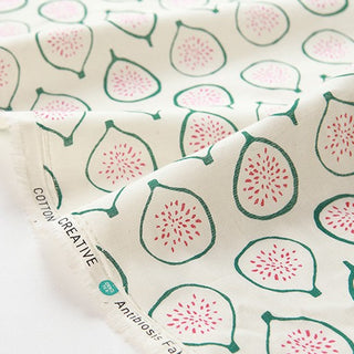 Yardblox Exclusive Made in Korea COTTONVILL Fruits and Vegetables Off-White Non-Stretch Cotton Muslin DS21508