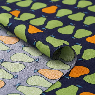 Yardblox Exclusive Made in Japan Sevenberry Fruits and Vegetables Blue Non-Stretch Cotton Plain Woven DS21509