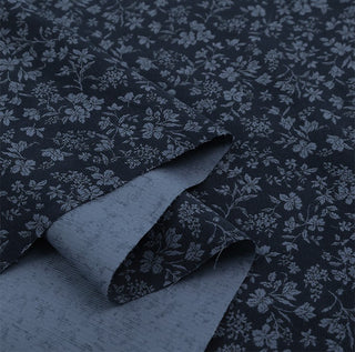 Yardblox Exclusive Made in Japan HOKKOH Floral Blue Non-Stretch Cotton Pinwale Corduroy DS21512