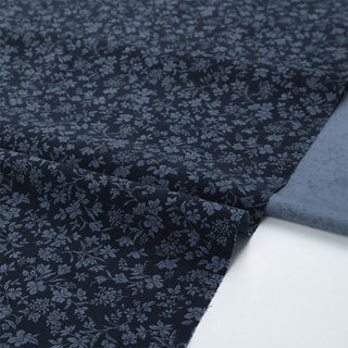 Yardblox Exclusive Made in Japan HOKKOH Floral Blue Non-Stretch Cotton Pinwale Corduroy DS21512