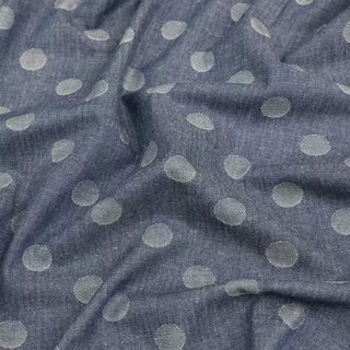 Yardblox Exclusive Made in Japan Komon Koubou Polka Dot Blue Non-Stretch Cotton Denim Twill DS21521