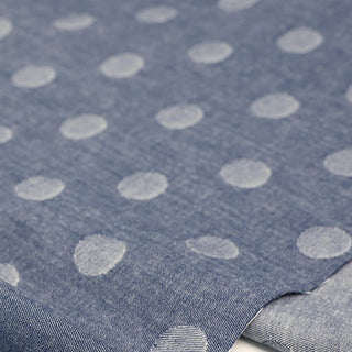 Yardblox Exclusive Made in Japan Komon Koubou Polka Dot Blue Non-Stretch Cotton Denim Twill DS21521