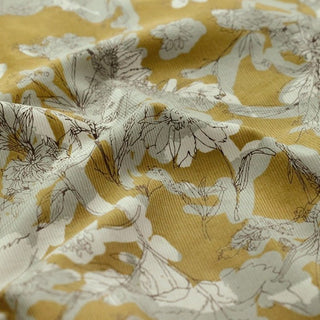 Made in Japan HOKKOH Floral Yellow Non-Stretch Cotton Pinwale Corduroy DS21524