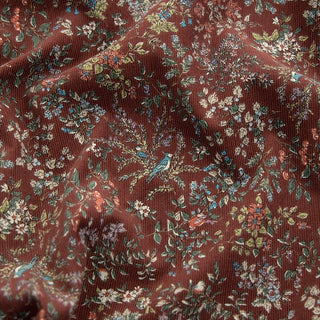 Made in Japan HOKKOH Floral Red Non-Stretch Cotton Pinwale Corduroy DS21526