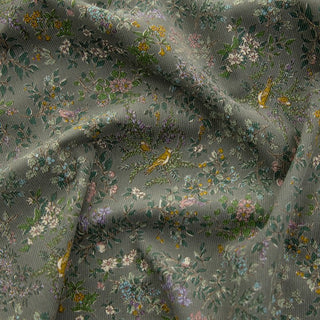 Made in Japan HOKKOH Floral Green Non-Stretch Cotton Pinwale Corduroy DS21527