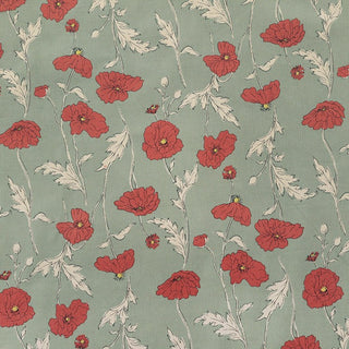 Made in Japan HOKKOH Floral Green Non-Stretch Cotton Pinwale Corduroy DS21531