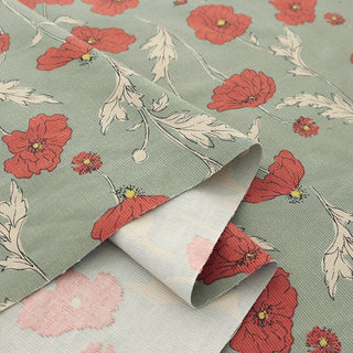 Made in Japan HOKKOH Floral Green Non-Stretch Cotton Pinwale Corduroy DS21531