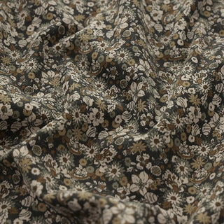 Made in Japan HOKKOH Floral Green Non-Stretch Cotton Corduroy DS21605