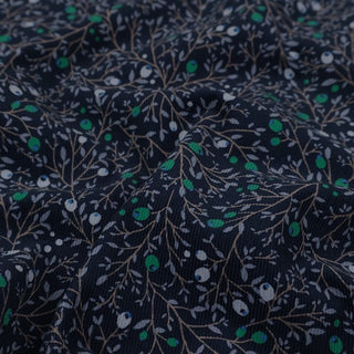 Made in Japan HOKKOH Botanical Blue Non-Stretch Cotton Corduroy DS21610