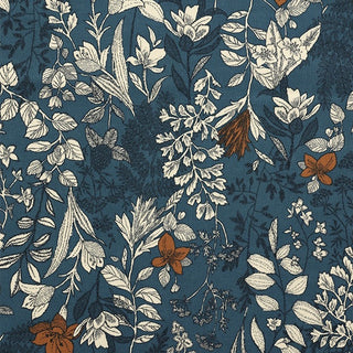 Made in Japan HOKKOH Botanical Blue Non-Stretch Cotton Corduroy DS21612