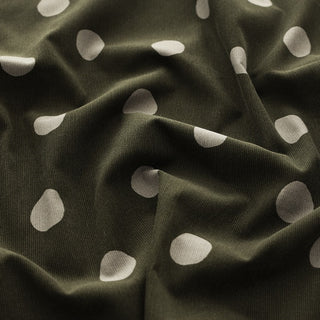 Made in Japan HOKKOH Polka Dot Green Non-Stretch Cotton Corduroy DS21614