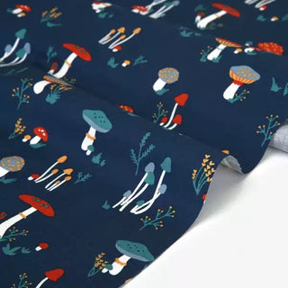 Made in Korea Dailylike Fruits and Vegetables Blue Non-Stretch Cotton Plain Woven DS21618