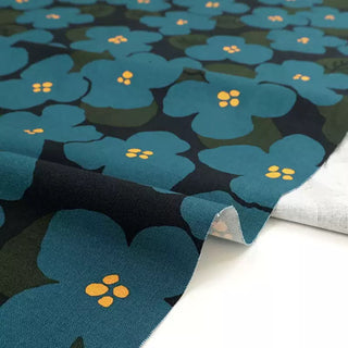 Made in Korea Dailylike Floral Turquoise Non-Stretch Cotton Oxford Canvas DS21619