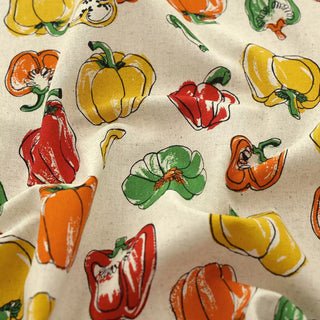 Made in Japan COSMO Fruits and Vegetables Off-White Non-Stretch Linen Cotton Blended Plain Woven DS21620