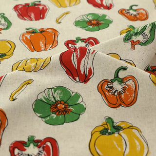 Made in Japan COSMO Fruits and Vegetables Off-White Non-Stretch Linen Cotton Blended Plain Woven DS21620