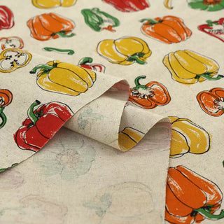 Made in Japan COSMO Fruits and Vegetables Off-White Non-Stretch Linen Cotton Blended Plain Woven DS21620