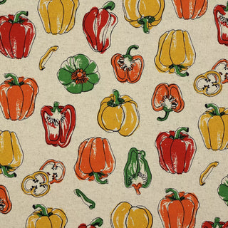 Made in Japan COSMO Fruits and Vegetables Off-White Non-Stretch Linen Cotton Blended Plain Woven DS21620