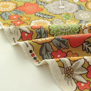 Made in Japan COSMO Floral Yellow Non-Stretch Cotton Linen Blended Plain Woven DS21621