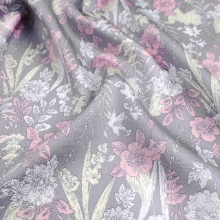 Made in Korea PangRim Floral Gray Non-Stretch Ultra Soft LENZING™ Modal Cotton Blended Twill DS21623