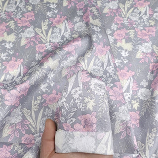 Made in Korea PangRim Floral Gray Non-Stretch Ultra Soft LENZING™ Modal Cotton Blended Twill DS21623