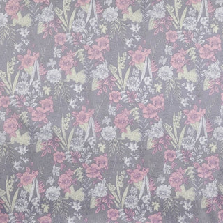 Made in Korea PangRim Floral Gray Non-Stretch Ultra Soft LENZING™ Modal Cotton Blended Twill DS21623
