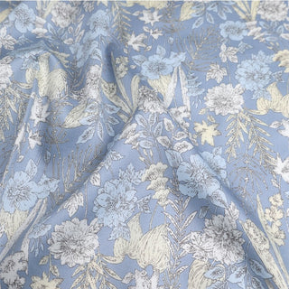 Made in Korea PangRim Floral Blue Non-Stretch Ultra Soft LENZING™ Modal Cotton Blended Twill DS21624
