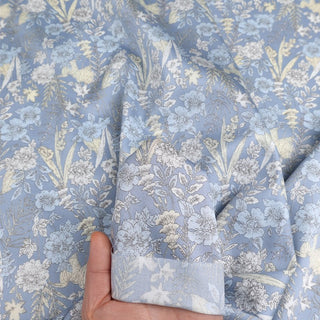 Made in Korea PangRim Floral Blue Non-Stretch Ultra Soft LENZING™ Modal Cotton Blended Twill DS21624