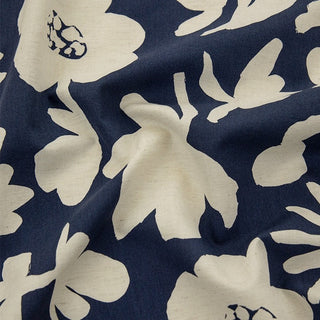 Made in Japan HOKKOH Floral Blue Non-Stretch Cotton Linen Blended Plain Woven DS21629