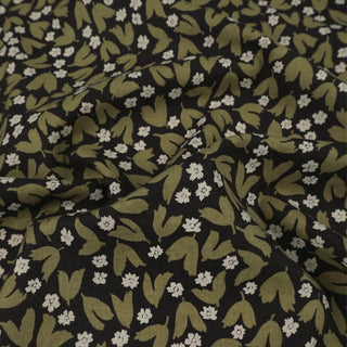 Made in Japan HOKKOH Floral Green Non-Stretch Linen Cotton Blended Plain Woven DS21630