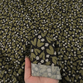 Made in Japan HOKKOH Floral Green Non-Stretch Linen Cotton Blended Plain Woven DS21630