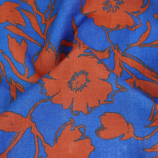 Made in Japan HOKKOH Floral Blue Non-Stretch Linen Plain Woven DS21631