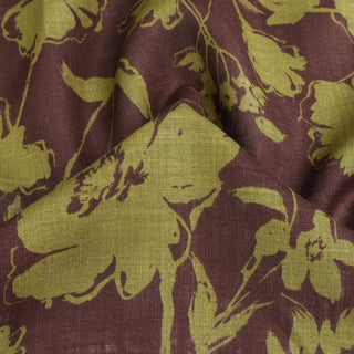 Made in Japan HOKKOH Floral Brown Non-Stretch Linen Plain Woven DS21632