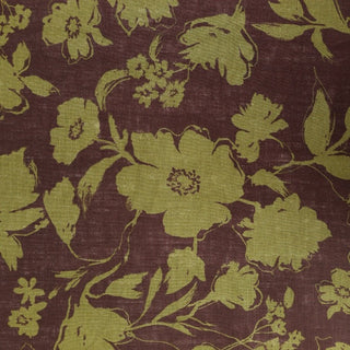 Made in Japan HOKKOH Floral Brown Non-Stretch Linen Plain Woven DS21632