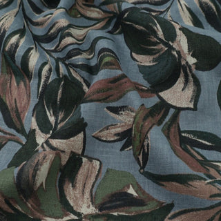 Made in Japan HOKKOH Botanical Blue Non-Stretch Linen Cotton Blended Plain Woven DS21634