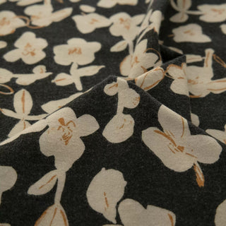 Made in Japan HOKKOH Floral Black Non-Stretch Peached Cotton Flannel DS21637