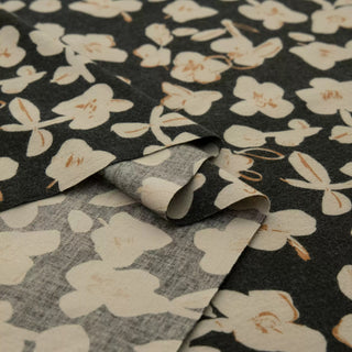 Made in Japan HOKKOH Floral Black Non-Stretch Peached Cotton Flannel DS21637