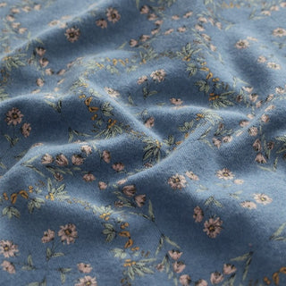 Made in Japan HOKKOH Floral Blue Non-Stretch Peached Cotton Flannel DS21640
