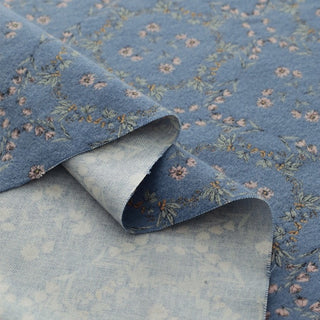 Made in Japan HOKKOH Floral Blue Non-Stretch Peached Cotton Flannel DS21640