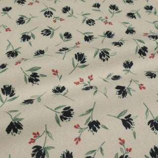 Made in Japan HOKKOH Floral Off-White Non-Stretch Peached Cotton Flannel DS21641