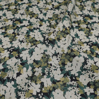 Made in Japan HOKKOH Floral Green Non-Stretch Peached Cotton Flannel DS21643